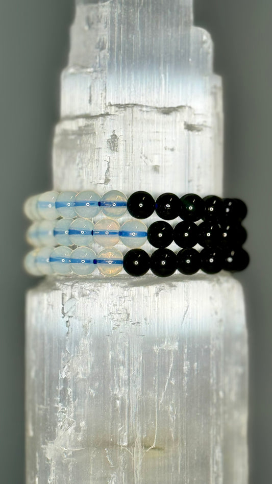 Opalite & Rainbow Obsidian Crystal Bracelet