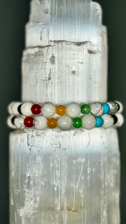 Howlite Chakra Crystal Bracelet